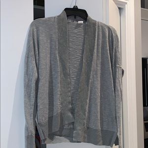 Gray and white striped cardigan